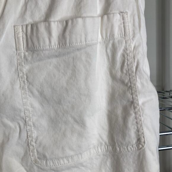 Theory Women's White Linen Cropped Pants Size 6 Minimalist Drawstring Waist - Picture 10 of 11